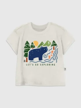 T-shirt met afbeelding van een beer in het bos voor peuters