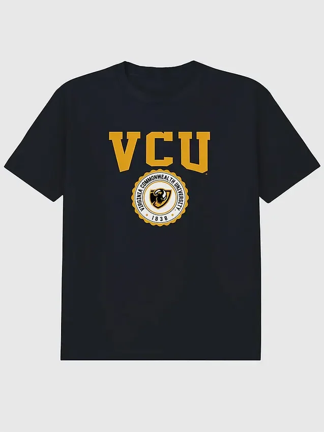 T-shirt met afbeelding van het universiteitswapen van Virginia Commonwealth University