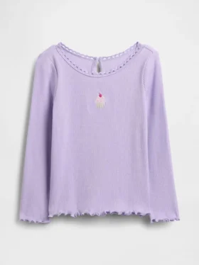 T-shirt met borduursels en ribboord voor Baby & Peuter