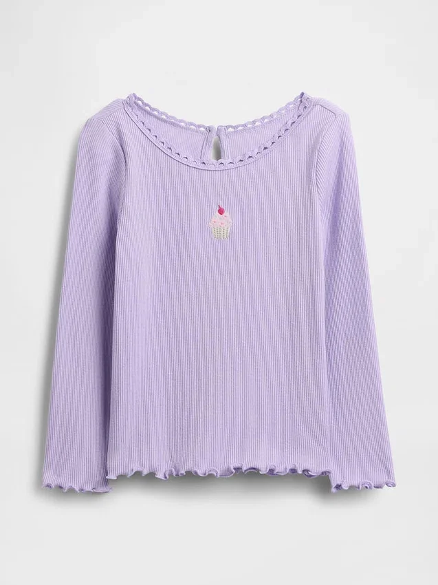 T-shirt met borduursels en ribboord voor Baby & Peuter