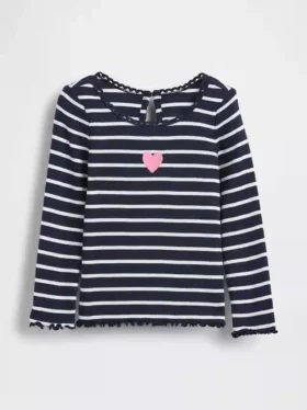 T-shirt met borduursels en ribboord voor Baby & Peuter