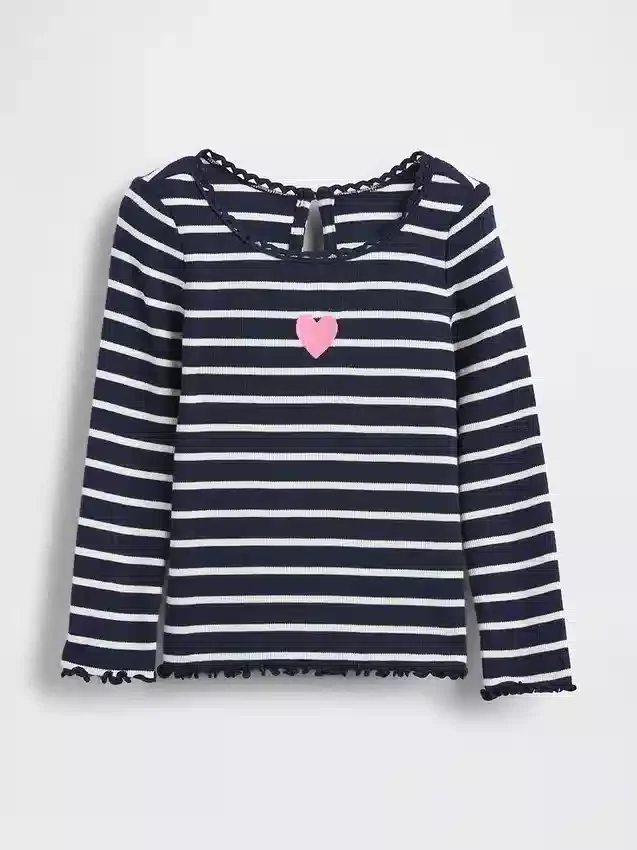 T-shirt met borduursels en ribboord voor Baby & Peuter