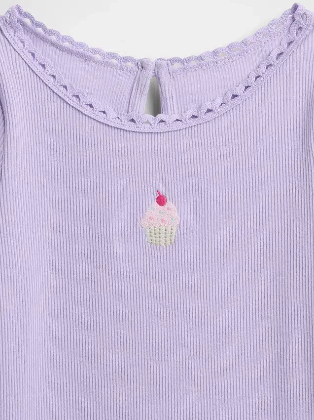 T-shirt met borduursels en ribboord voor Baby & Peuter