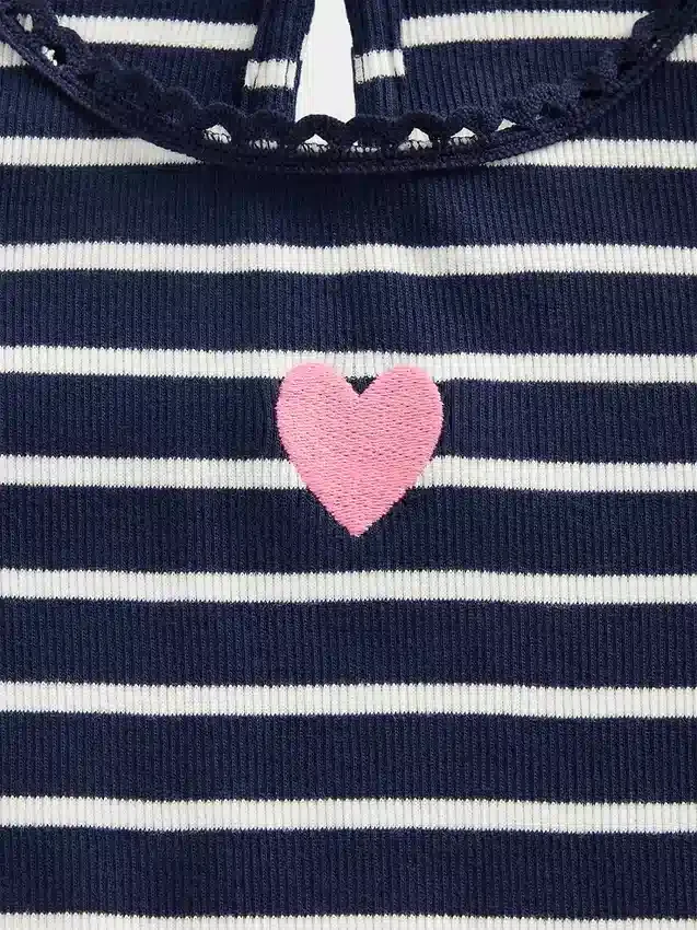 T-shirt met borduursels en ribboord voor Baby & Peuter