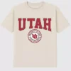 T-shirt met donkere afbeelding van het universiteitszegel van de University of Utah