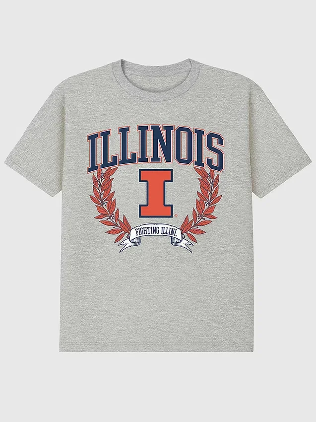 T-shirt met donkere ‘Laurels’-afbeelding van de University of Illinois