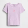 T-shirt met geribde boord en geborduurd ijsje voor Baby & Peuter