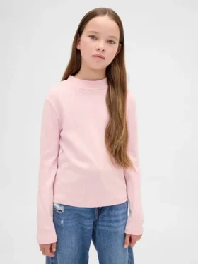 T-shirt met geribde kraag voor kinderen