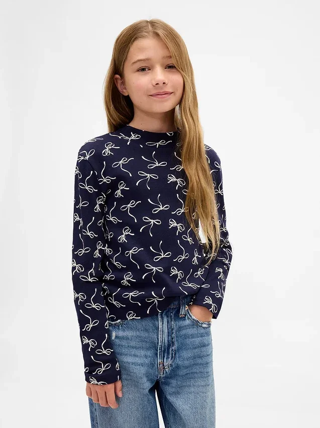 T-shirt met geribde kraag voor kinderen