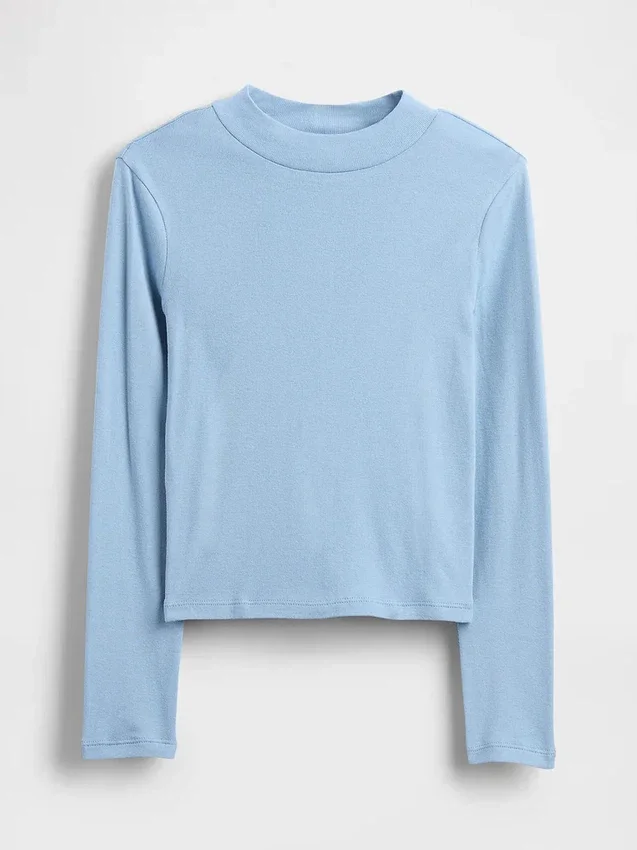 T-shirt met geribde kraag voor kinderen