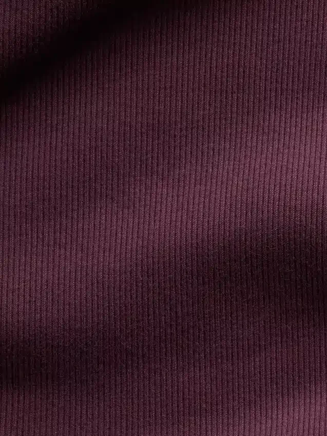 T-shirt met geribde ronde hals