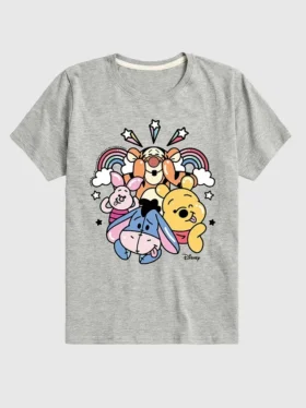 T-shirt met korte mouwen en print voor peuters: Winnie de Poeh en vrienden – Regenboog en sterren