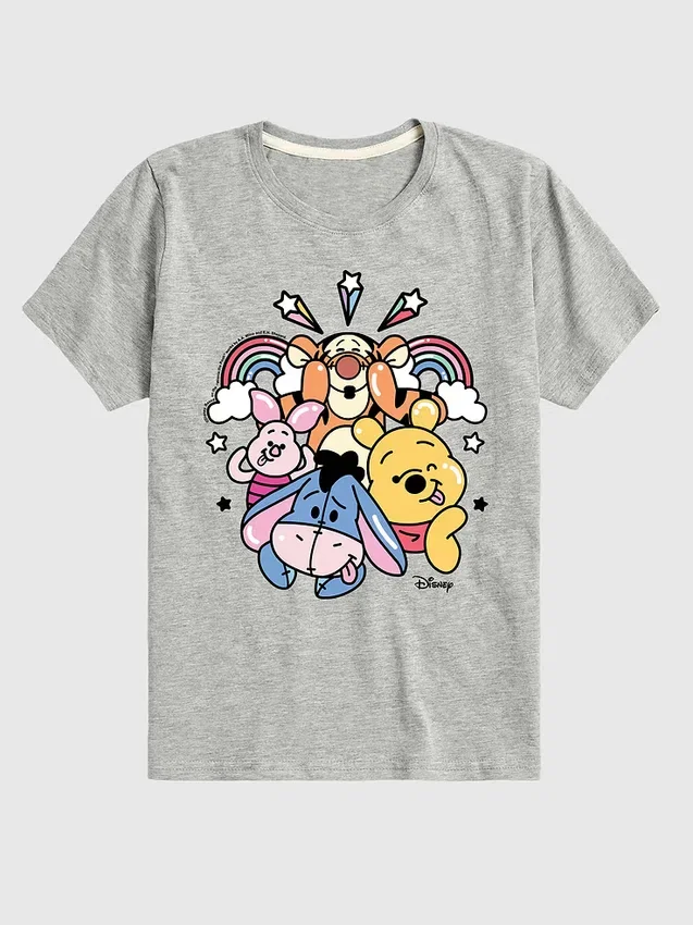 T-shirt met korte mouwen en print voor peuters: Winnie de Poeh en vrienden – Regenboog en sterren