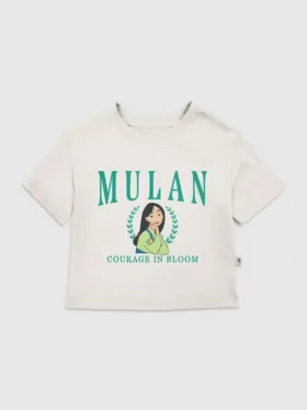 T-shirt met Mulan-print in collegestijl voor peuters