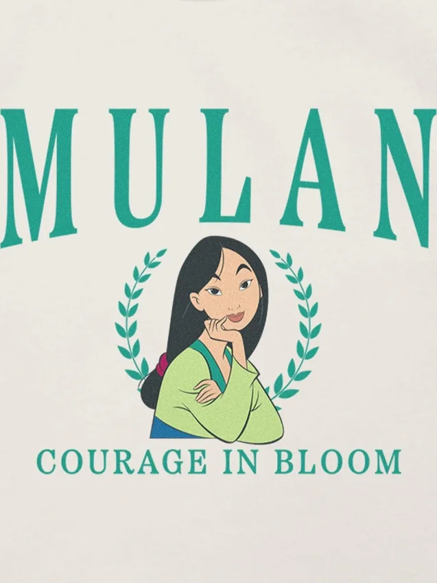 T-shirt met Mulan-print in collegestijl voor peuters