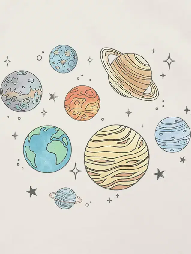 T-shirt met 'Planets Jumble'-print voor peuters