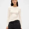 T-shirt met pointelle-rib