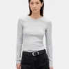 T-shirt met pointelle-rib