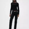 T-shirt met pointelle-rib