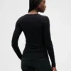 T-shirt met pointelle-rib