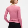 T-shirt met pointelle-rib