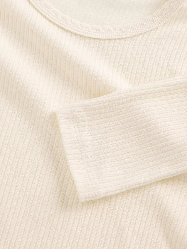 T-shirt met pointelle-rib