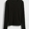 T-shirt met pointelle-rib