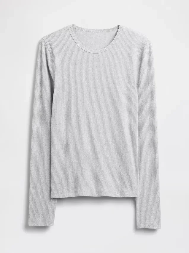 T-shirt met pointelle-rib