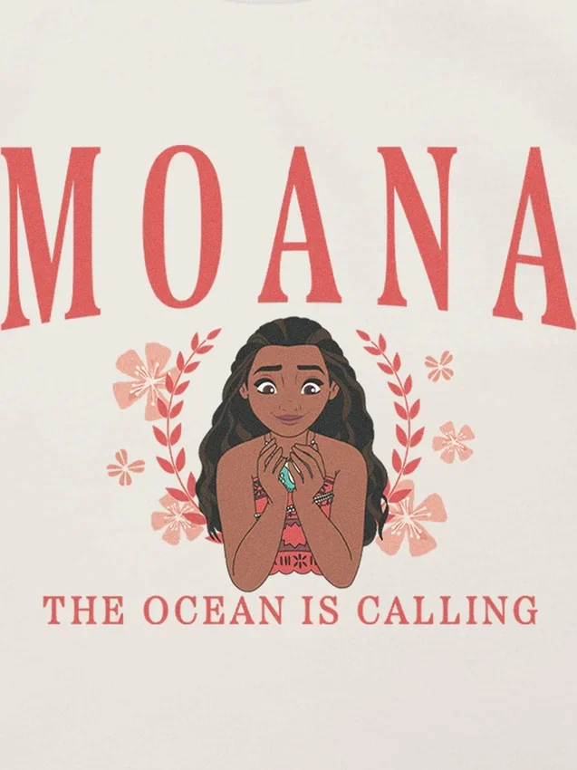 T-shirt met print voor peuters: Moana in collegestijl