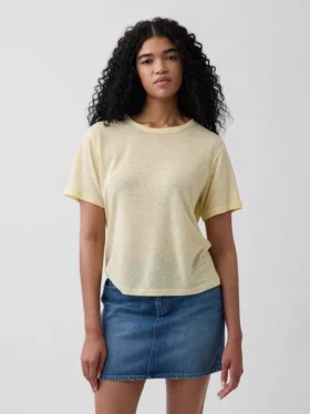 T-shirt met relaxte pasvorm van linnenmix