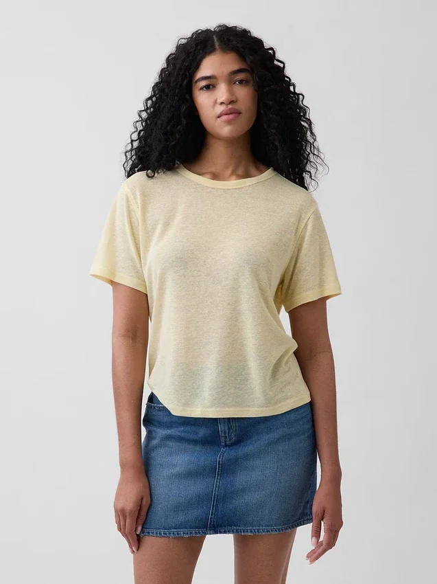 T-shirt met relaxte pasvorm van linnenmix