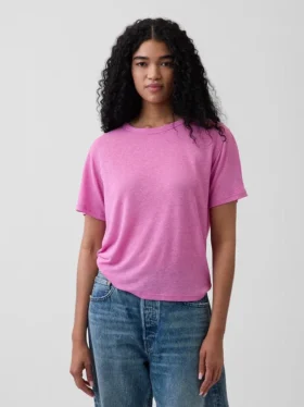 T-shirt met relaxte pasvorm van linnenmix