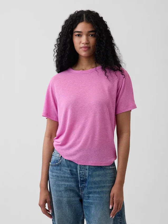 T-shirt met relaxte pasvorm van linnenmix
