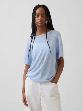 T-shirt met relaxte pasvorm van linnenmix