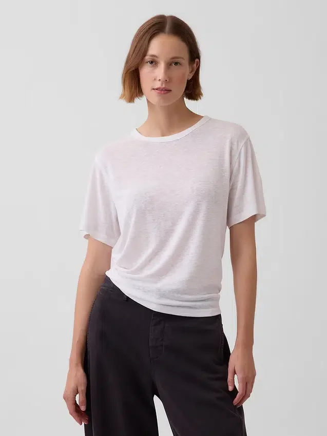 T-shirt met relaxte pasvorm van linnenmix