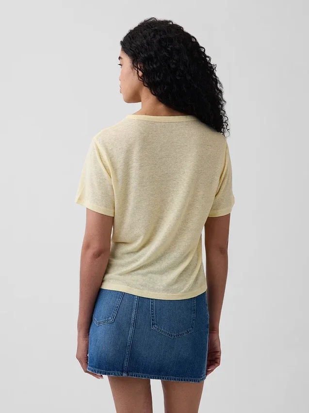 T-shirt met relaxte pasvorm van linnenmix