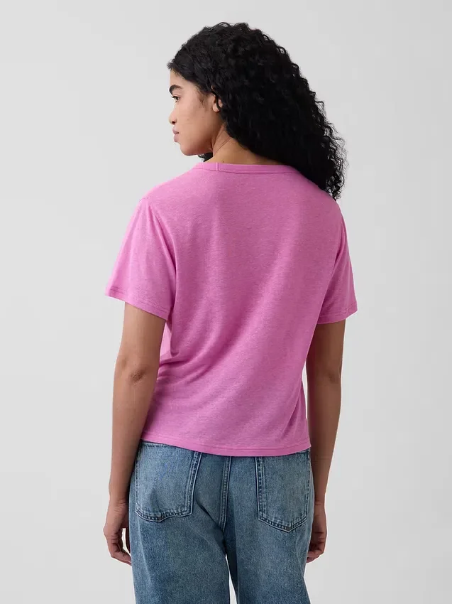 T-shirt met relaxte pasvorm van linnenmix