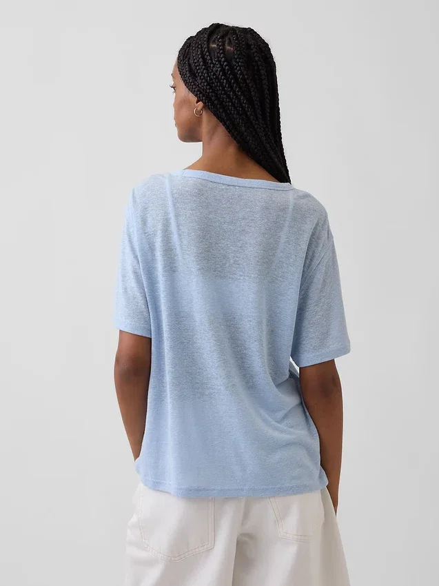 T-shirt met relaxte pasvorm van linnenmix