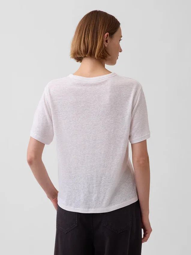 T-shirt met relaxte pasvorm van linnenmix