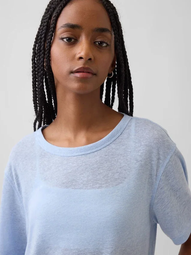 T-shirt met relaxte pasvorm van linnenmix