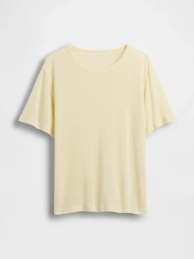 T-shirt met relaxte pasvorm van linnenmix