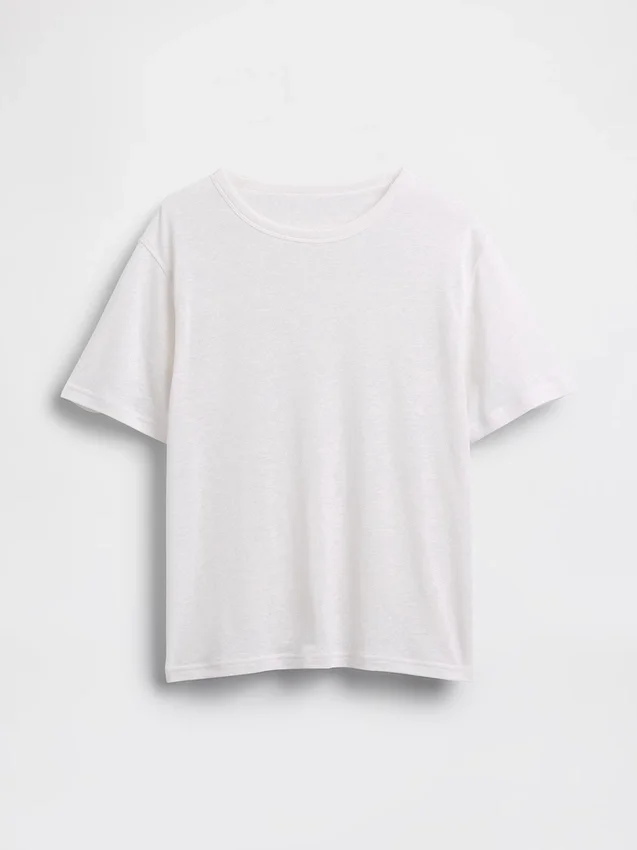 T-shirt met relaxte pasvorm van linnenmix
