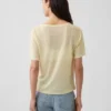 T-shirt met V-hals van linnenmix in relaxte pasvorm