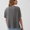T-shirt met V-hals van linnenmix in relaxte pasvorm
