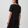 T-shirt met V-hals van linnenmix in relaxte pasvorm