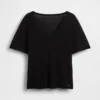 T-shirt met V-hals van linnenmix in relaxte pasvorm