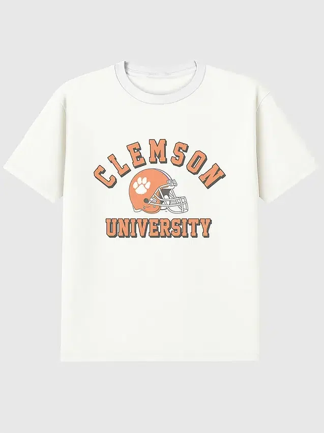 T-shirt met vintage voetbalafbeelding van Clemson University