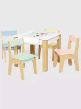 Tafel- en 4-stoelenset voor peuters