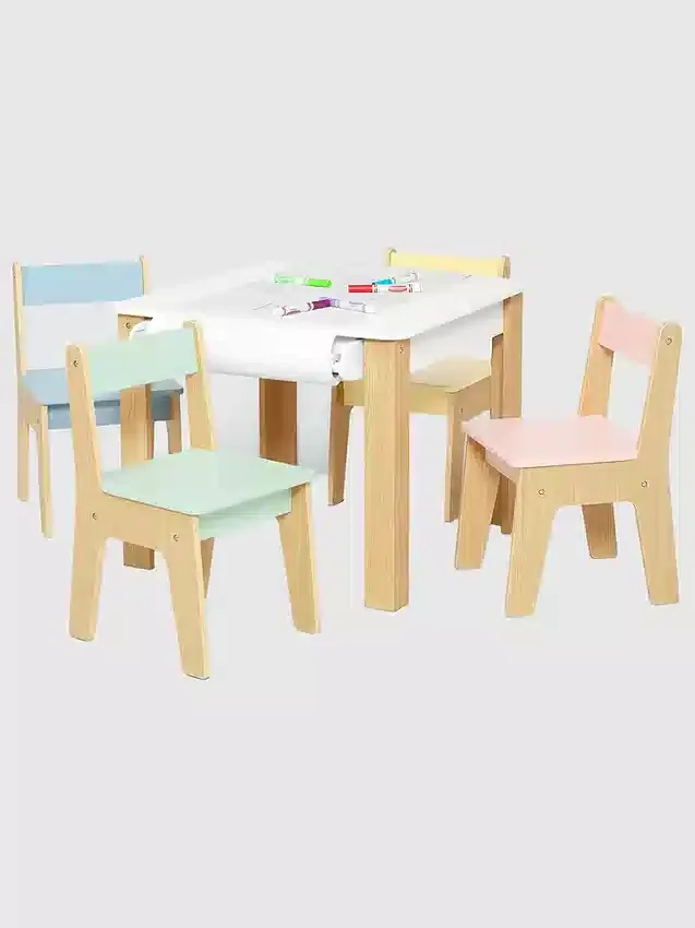 Tafel- en 4-stoelenset voor peuters