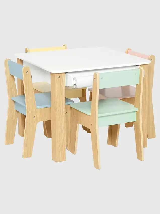 Tafel- en 4-stoelenset voor peuters